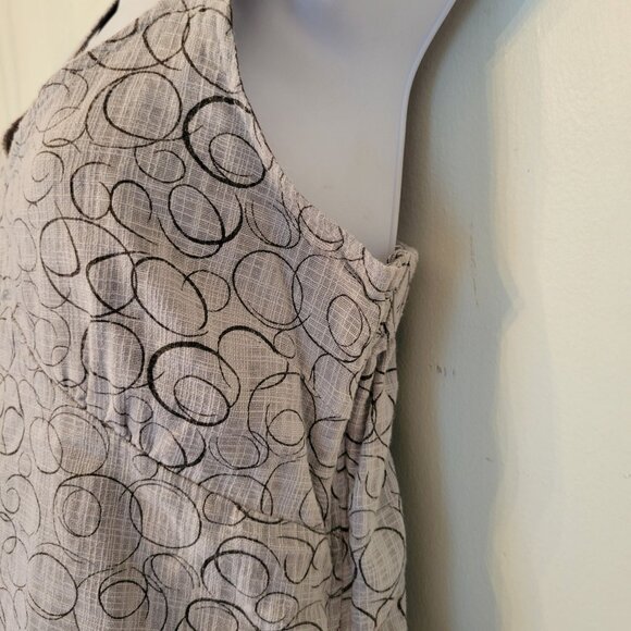 Kavu M Sleeveless Top Gray Black Circle Pattern Cotton Jumper Overall Straps - Picture 7 of 8